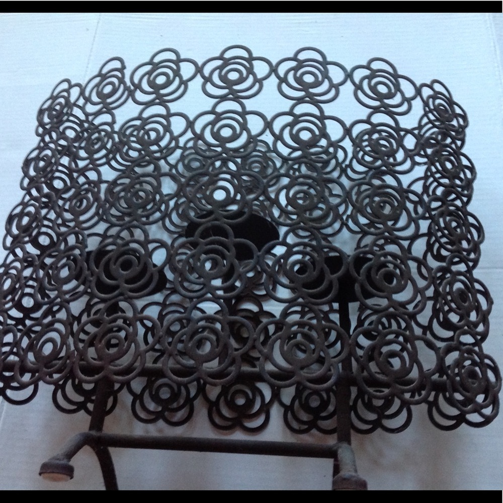 Wrought Iron Brown Candle Bra Holder Flowers